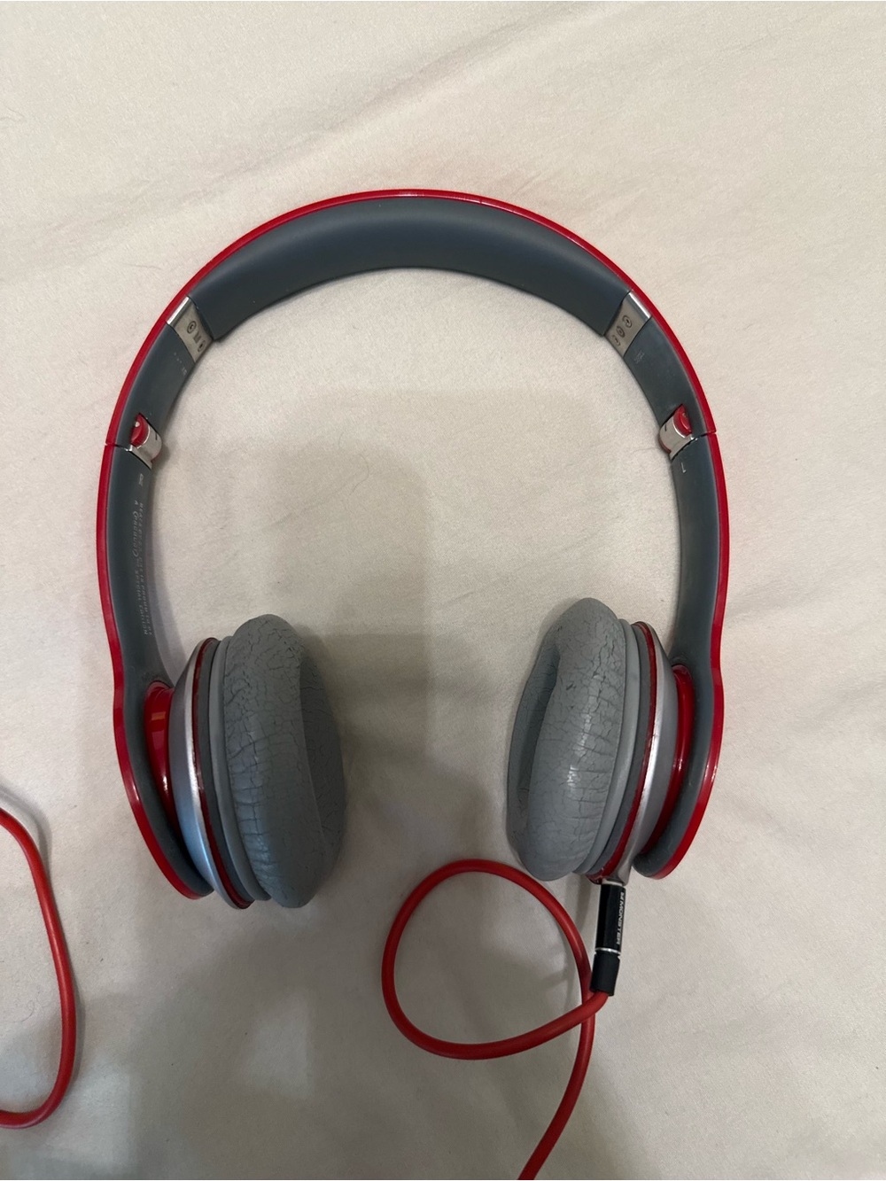 Beats by Dre Red and Gray Wired Over-Ear Headphones